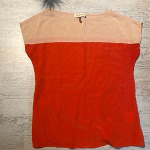 Amour Vert Red and Peach Colorblock Top